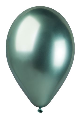 Balónky nafukovací chromové průměr 33cm - SHINY zelený, 10 ks