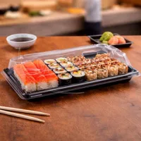 Miska na Sushi + víčko (PP/rPET) černá + průhledné 240 x 147 x 45 mm, 50 sad (2)