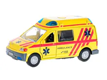 Auto Kids Globe Traffic ambulance CZ kovové 14 cm na zpětné natažení se světlem a zvukem na baterie (1)