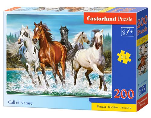 Puzzle Castorland 200 dílků premium - Běžící koně (volání divočiny)