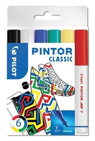 Set dekorativních popisovačů "Pintor F", 6 barev klasik, 1 mm, PILOT