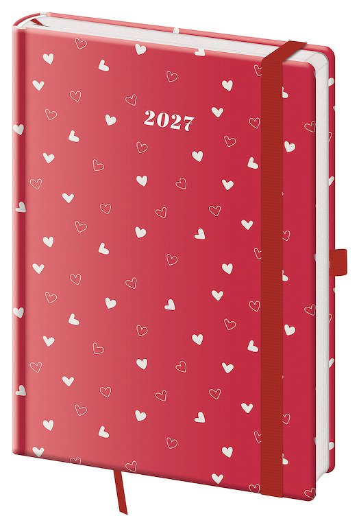 Levně Týdenní diář 2027 Helma A5 Vario Hearts s gumičkou