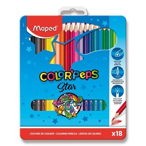 Pastelky Maped Color´Peps Metal Box - 18 barev