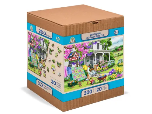 Dřevěné puzzle M, 200 dílků - Venkovská zahrada