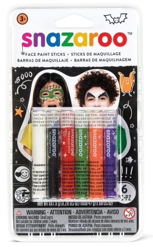 Tužky na obličej Snazaroo 6 barev - Halloween