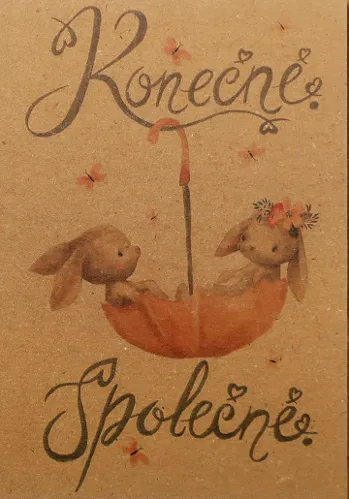 Přáníčko BeBechy - recyklovaný papír - Konečně