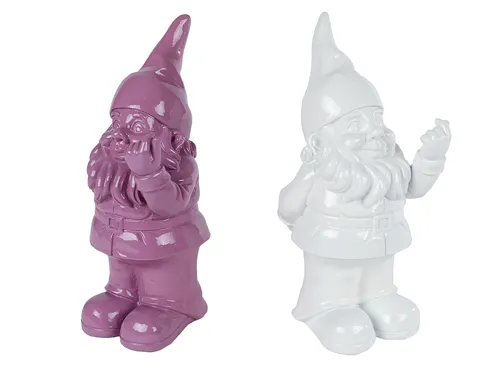 Pokladnička trpaslík porcelánová 8 × 7 × 20 cm - růžová a bílá