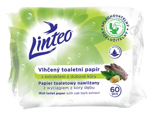 Vlhčený toaletní papír Linteo s extraktem z dubové kůry 60ks, rozložitelný