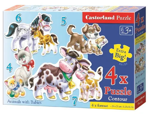 Puzzle Castorland 4v1 (4,5,6,7 dílků) - Zvířátka a jejich mláďátka