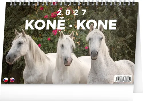 Stolní kalendář 2027 Notique Koně – Kone CZ/SK, 23,1 x 14,5 cm