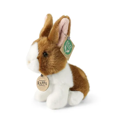 Plyšový králík bílo-hnědý sedící 16 cm, ECO-FRIENDLY