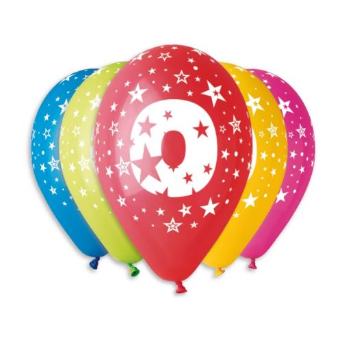 Balónky nafukovací průměr 30cm - potisk číslice "0", 10ks