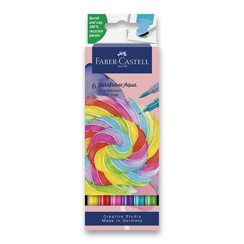 Popisovače Faber-Castell Goldfaber Aqua Dual Marker Candy shop - sada 6 barev