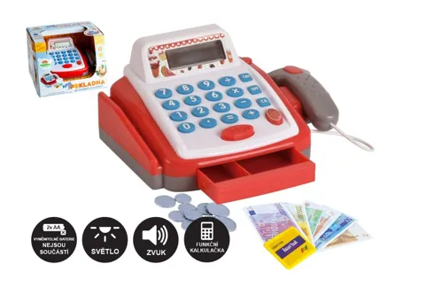 Pokladna malá digitální s doplňky se zvukem a světlem 18 cm