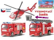 Sada aut hasiči CZ kovová 12–18 cm na volný chod, 3 ks