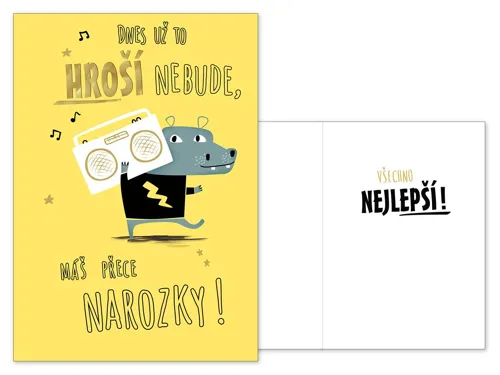 Přání k narozeninám - hroší humor CN-479