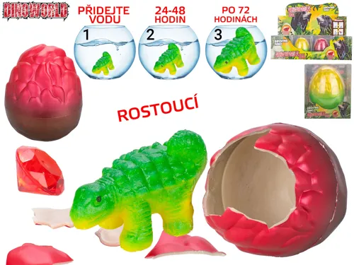 Dinoworld dinosaurus líhnoucí a rostoucí s drahokamem - mix motivů a barev