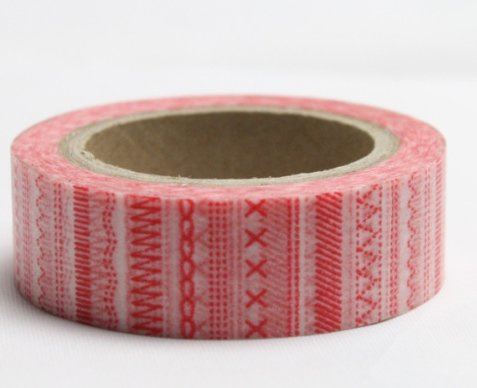 Dekorační lepicí páska - WASHI pásky-1ks vyšívací stehy červené