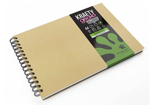 Sketchbook ARTGECKO Krafty, A4 na šířku, 40 bílých listů, 150g