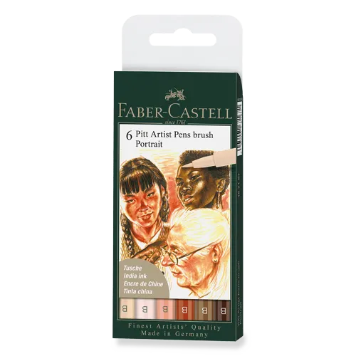 Sada popisovačů Faber-Castell Pitt Artist Pen Brush Portrait, 6 kusů
