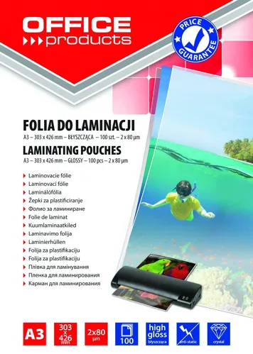 Laminovací fólie Office Products A3 2x80mic., lesklé, 100ks