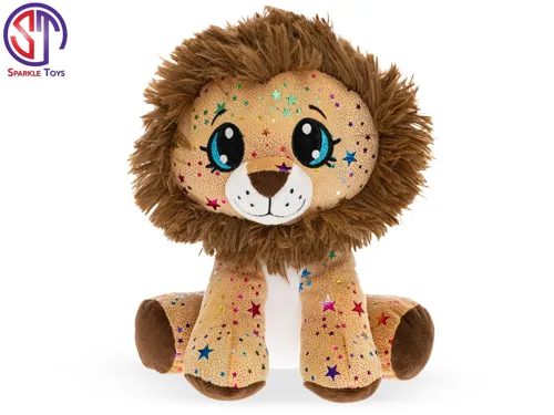 Plyšový lev Star Sparkle sedící 37 cm - hnědý