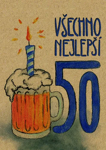 Přáníčko BeBechy - recyklovaný papír - 50 Pivo