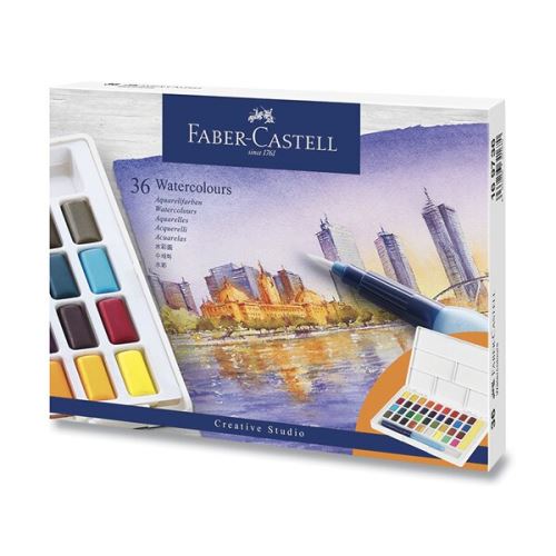 Akvarelové barvy Faber-Castell 9ml, 36 barev, papírová krabička