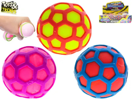 Míček Toys&Trends hexagon strečový 6,5 cm - mix barev