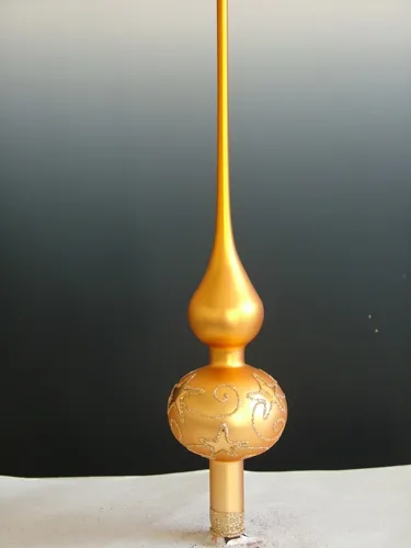 Vánoční skleněná špice, 1-kulová, hladká, zlatá, mat, dekor