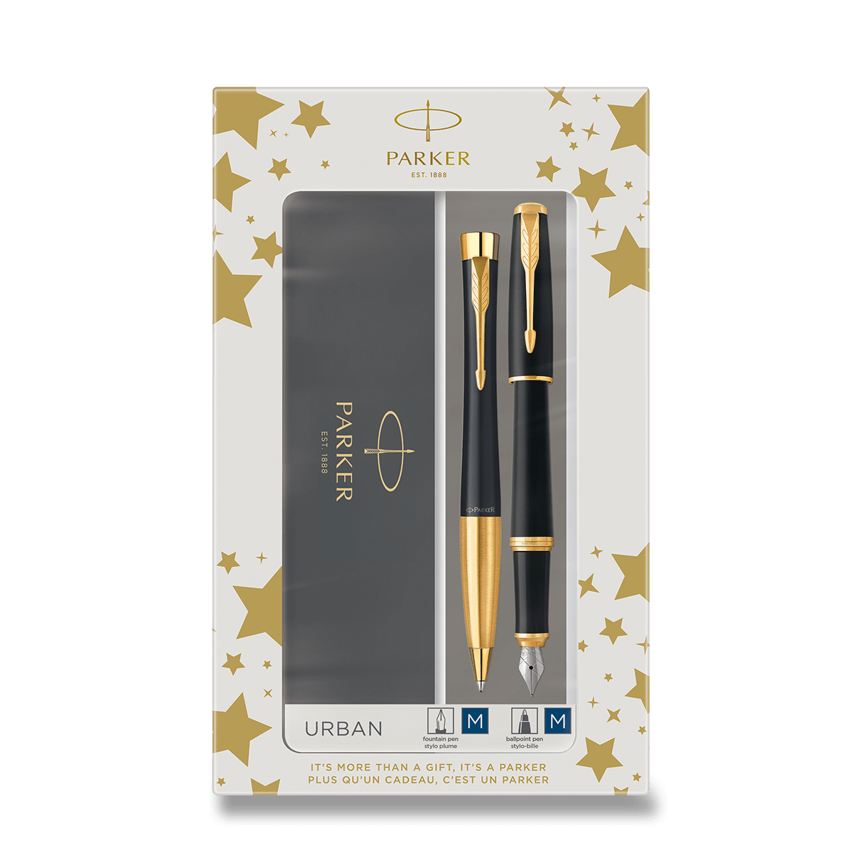 Levně Parker Urban Matt Black GT - plnící pero a propiska v dárkové sadě