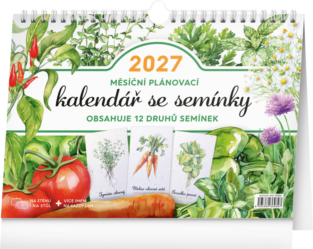 Levně Stolní kalendář 2027 Notique Měsíční plánovací se semínky, 30 x 21 cm