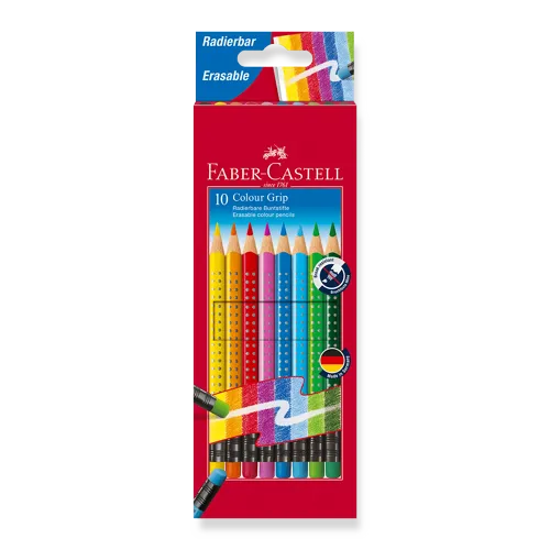 Pastelky Faber-Castell Grip 2001 s barevnou pryží, 10 barev