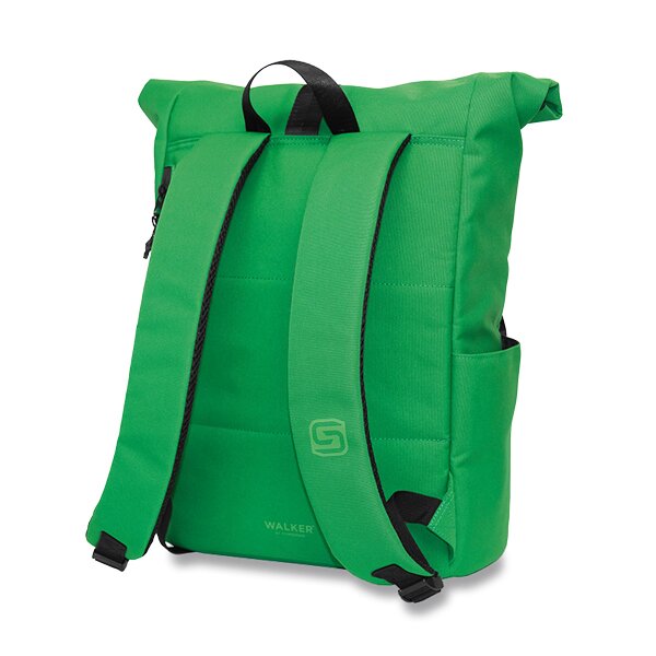 Volnočasový batoh Walker Roll Top Digital Green – pohled zezadu se zapínáním a ramenními popruhy