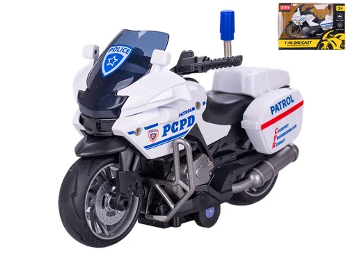 Motorka policejní kovová 1:14, 12,5 cm na zpětné natažení - mix motivů
