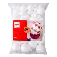 Polystyrenové koule APLI Jumbo Pack, 100 ks - bílé, mix velikostí