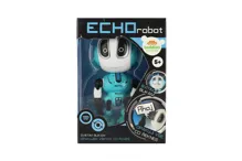 Robot ECHO opakující věty kovový modrý se zvukem a světlem 12 cm (8)