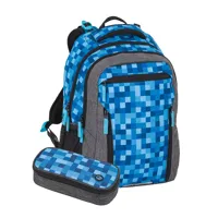 Studentský batohový set Bagmaster PORTO 26 B MODRÉ KOSTIČKY (batoh,pouzdro)