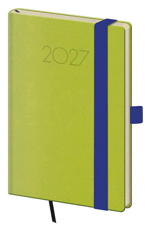 Levně Týdenní diář 2027 Helma kapesní New Praga zelený s gumičkou