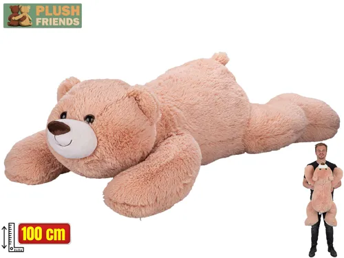 Plyšový medvěd Plush Friends ležící 100 cm - růžový