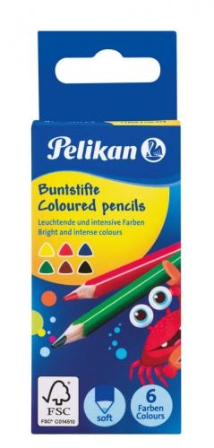 Pastelky trojhranné krátké Pelikan - 6 barev