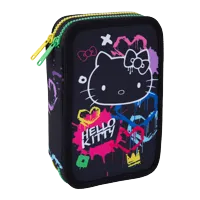 Penál 2patrový Colorino Jumper 2, Hello Kitty Neon black, vybavený