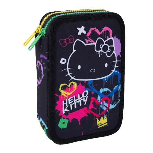 Penál 2patrový Colorino Jumper 2, Hello Kitty Neon black, vybavený