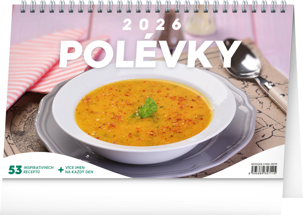 Levně Stolní kalendář 2026 NOTIQUE - Polévky, 23,1 x 14,5 cm