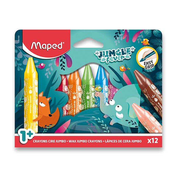 Levně Voskovky trojhranné silné Maped Jungle Fever Jumbo - 12 barev