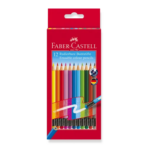 Pastelky Faber-Castell s barevnou pryží, 12 barev