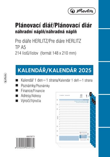 Denní náplň do kroužkového diáře A5 Herlitz na rok 2025