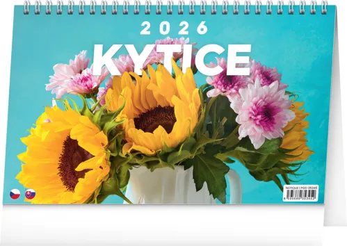 Stolní kalendář 2026 NOTIQUE - Kytice CZ/SK, 23,1 x 14,5 cm