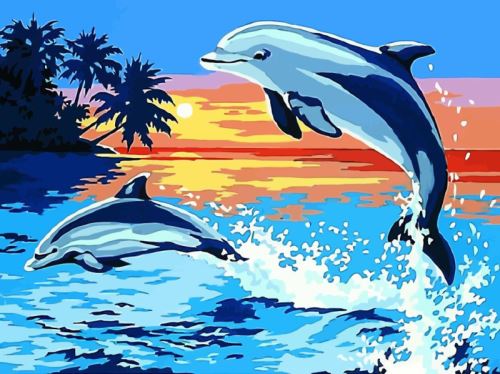 Malovaní na plátno podle čísel 40x50cm - Delfíni