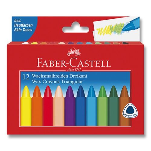 Voskovky trojhranné Faber-Castell Wax Triangular Crayons - 12 barev